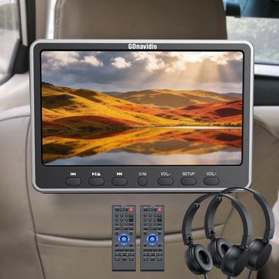 2 x 12'' Car Headrest Screen Rear Seat TV Monitor HDMI AV IN OUT USB SD Headsets