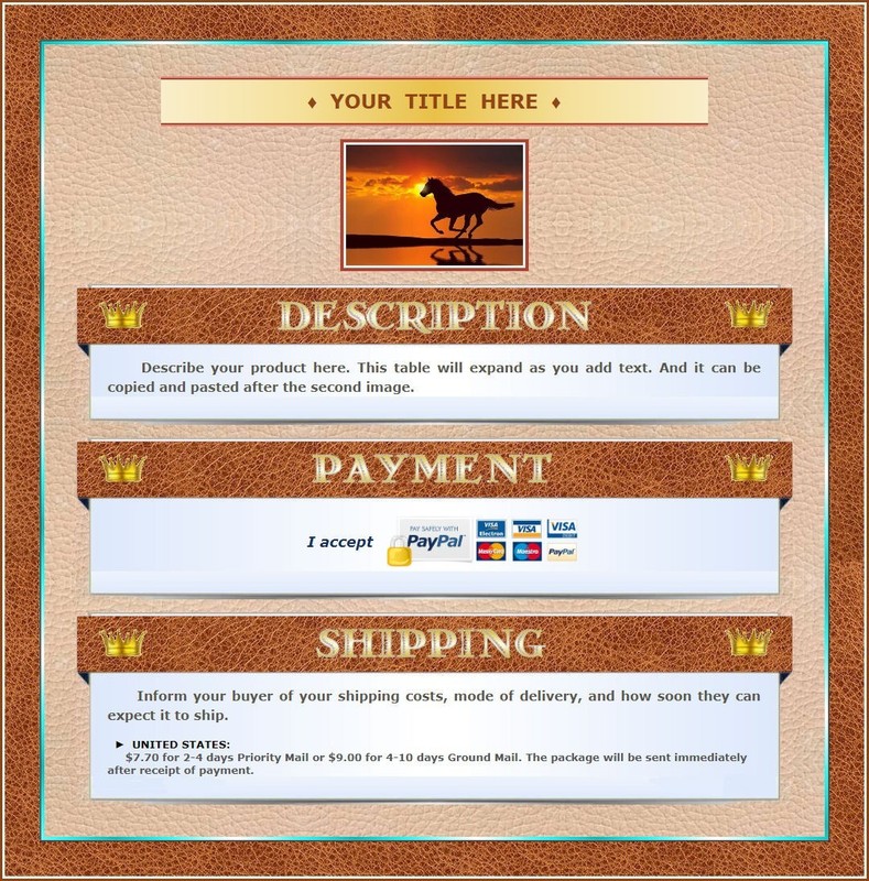 AUCTION TEMPLATE Leather BG Design Brown Beige - Free Email Shipping