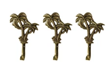 Brass Wall Mount Palm Tree Hooks Double Lot of 3 Pcs Decorative Hook