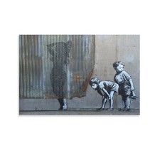 Graffiti Art Banksy Peeping Shower Boys Canvas Art Wall Painting Poster Print