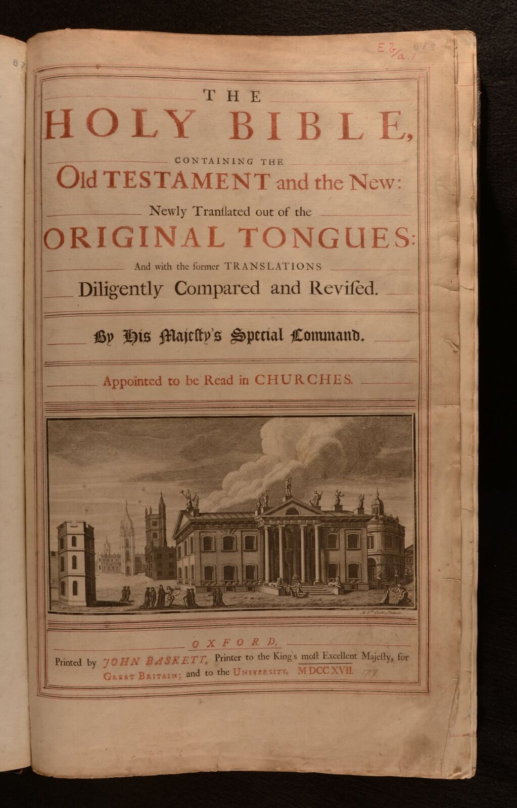 Bible, English, King James version. Oxford, Baskett, 1717, the Wardington  copy of the Vinegar Bible, with fore-edge paintings, Fine Books from a  Distinguished Private Library, 2023