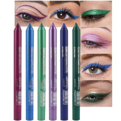 #ad evpct 6Pcs Dark Light Royal Blue Emerald Green Purple Colored Glitter Eyeliner $7.51