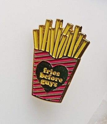 Fries Before Guys French Fry Heart Red Yellow Goldtone Metal Pin