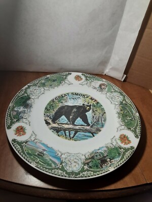 G F Japan Great Smoky Mts Black Bear Souvenir Collector Plate 10 1/2'' 