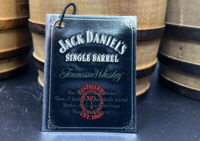 Jack Daniels Vintage Original Shiny Single Barrel Decanter Bottle Tag  Minty