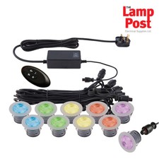 Saxby 59138 Ikon Pro 45mm Round Steel IP67 RGB Decking Kit Garden LED Lights Kit