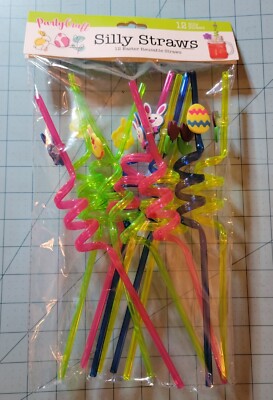 Party Craft Brand: 12 Colorful Easter Silly Straws - Brand New & Free Shipping