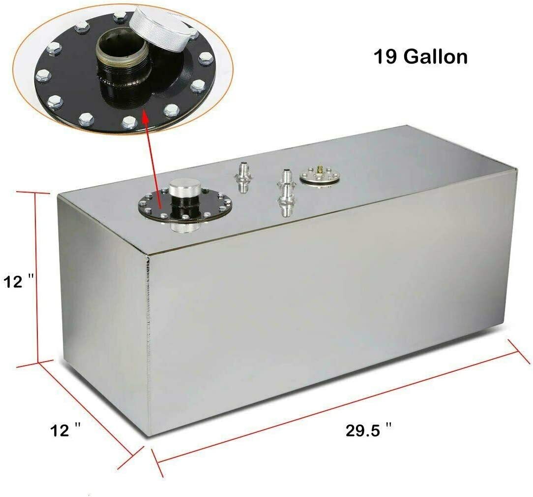 19 GALLON/72L TOP-FEED ALUMINUM RACING/DRIFT FUEL CELL GAS TANK