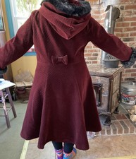 Modcloth X Collectif Hazel Quilted Velvet Coat Size 16
