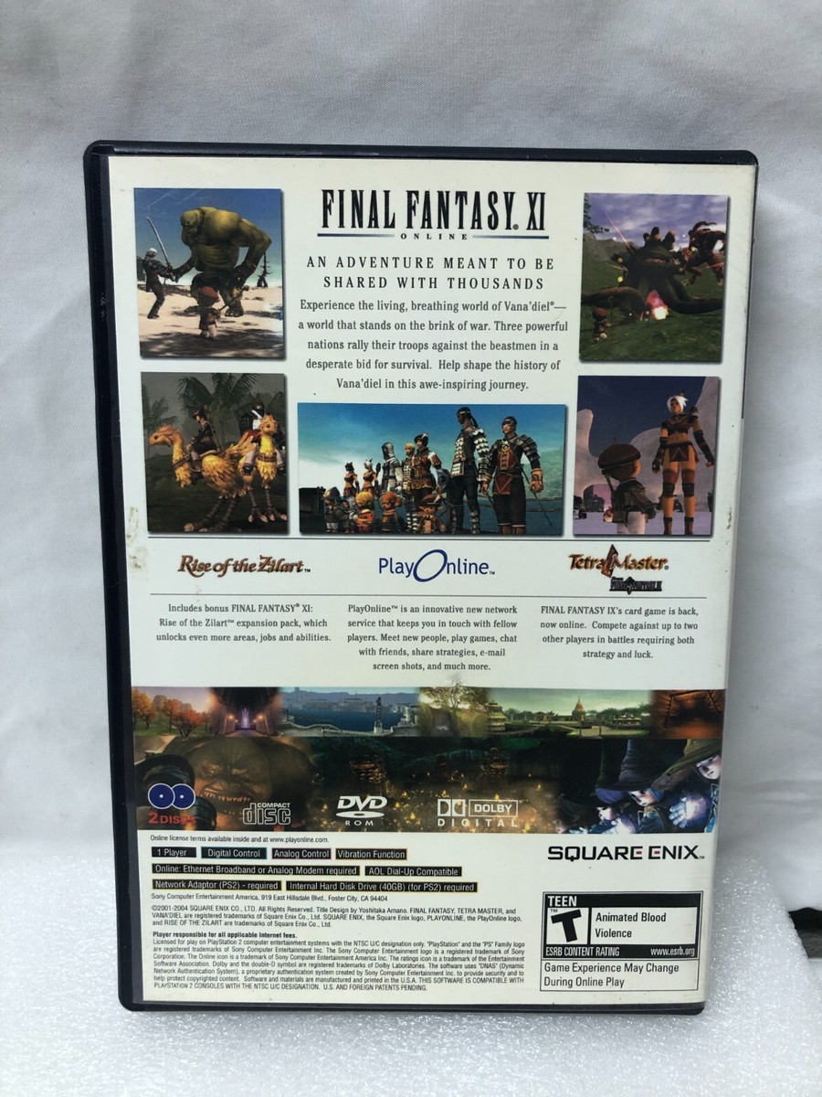 Final Fantasy XI Online (Sony PlayStation 2, 2004) PS2 NO MANUAL