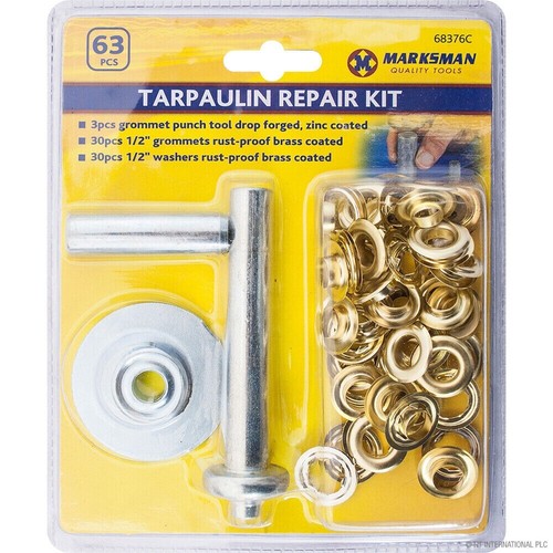 63pc Tarpaulin Repair Kit With Grommet Groundsheet Cover Repair Kit Tool Set eBay