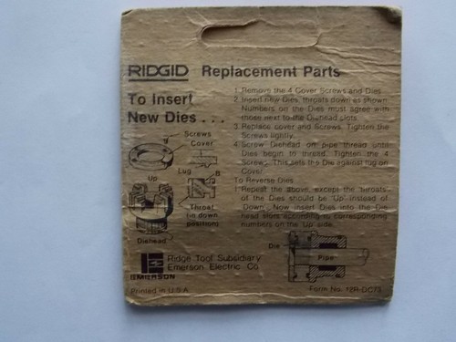 RIDGID 1/4" NPT 12-R PIPE THREADING DIES REVERSIBLE 111-R 11-R 00-R 37815 RED - Picture 8 of 11