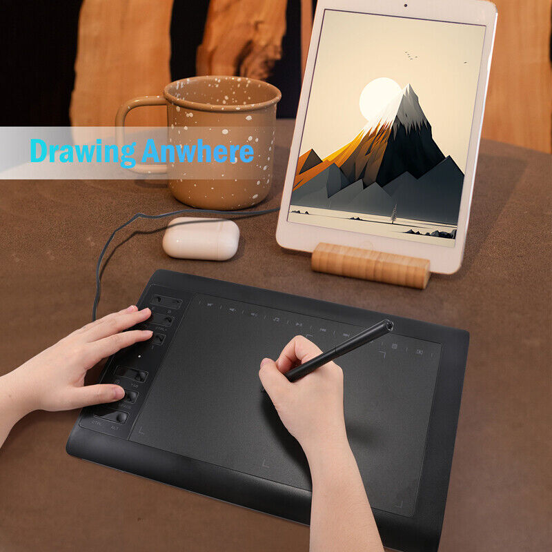 10x6 inch Digital Drawing Tablet HD Screen Graphics tablet with Battery-free Pen