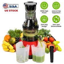 Cold Press Juicer Machine Slow Masticating Fruit Vegetables w/Reverse Function