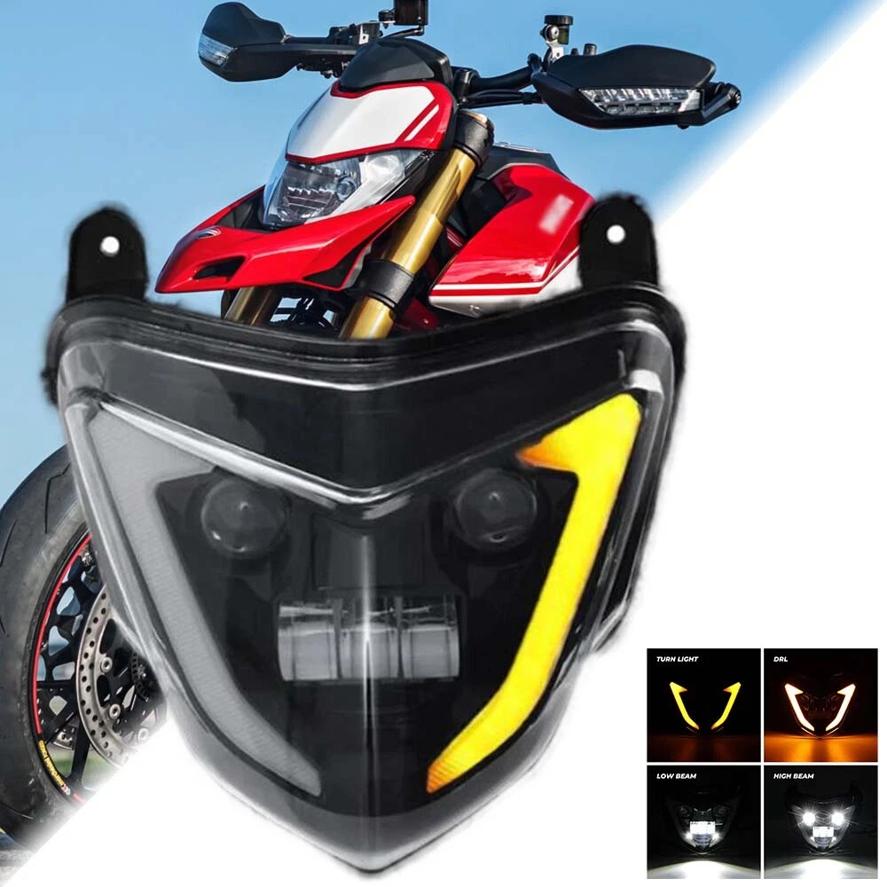LED Headlamp Assembly Hi/Low DRL with yellow Turn for Ducati