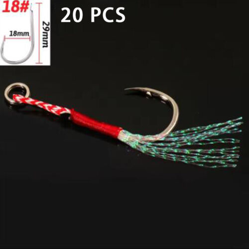 20pcs Iron Plate Hook Double Hook Feather Lure Fishing Tackle Sea Fishhook - Picture 25 of 32