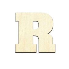 Letter R Uppercase Laser Cut Out Unfinished Wood Shape Craft Supply