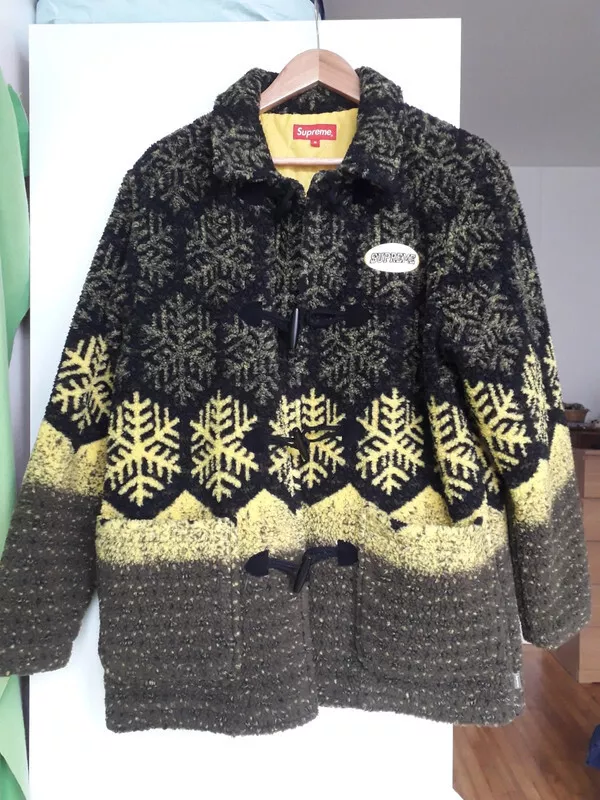 Supreme snowflake toggle fleece jacket Yellow