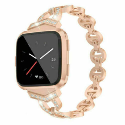 Bling Rhinestone Metal Watch Wrist Band Strap For Fitbit Versa 3 & Sense