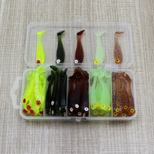 50 PCS 55mm Lifelike T Tail Soft Fishing Lure Kit with Paddle Grub Swim Action