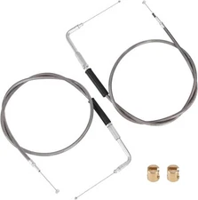 110CM 43" Stainless Steel Throttle and Idle Cable Kit Compatible with Harley ...