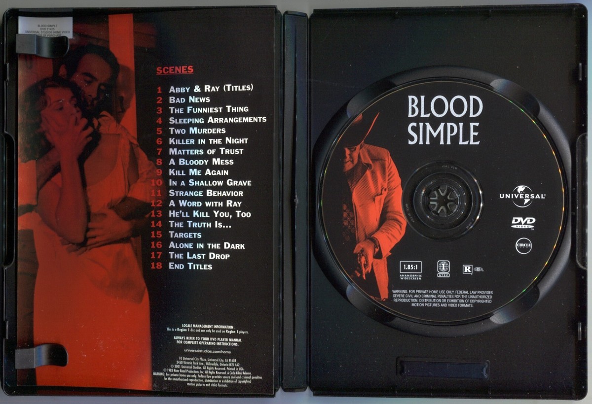 BLOOD SIMPLE Director's Cut WIDESCREEN DVD M. Emmet Walsh FRANCES