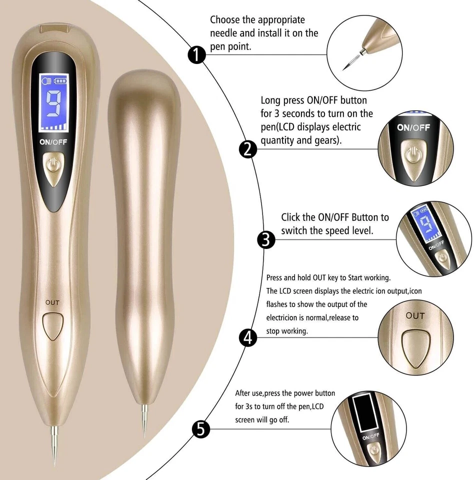 9 Level LCD Laser Plasma Pen Dark Spot Removal Freckle Skin Tag Tattoo Removal - Image 3 of 4