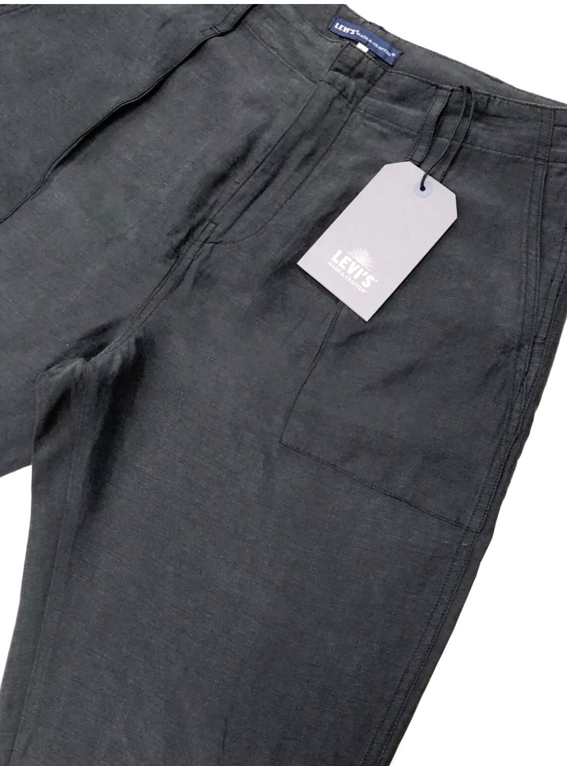 Levi's Linen Silk Pants Made & Crafted Crop in Charcoal RRP$198 image 10
