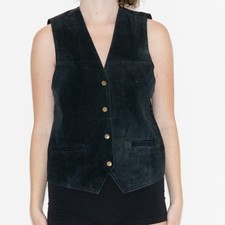Vintage black suede vest button up size medium don't stop classics leather
