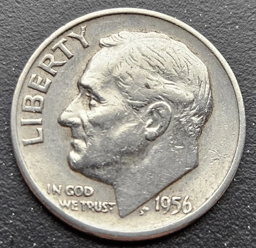 1956 D Roosevelt Dime 10 Cents 90% Silver