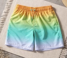 Boys Tropical Swim Trunks Shorts Size L 10/12 Wonder Nation Mesh Lined Ombre
