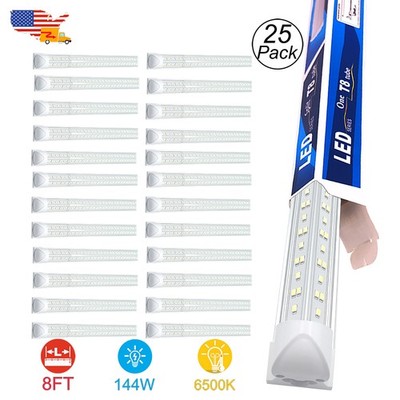 25/Pack T8 Integrated 8Ft Led Tube Lights 144W, 8Foot Led Shop Lights Linkable