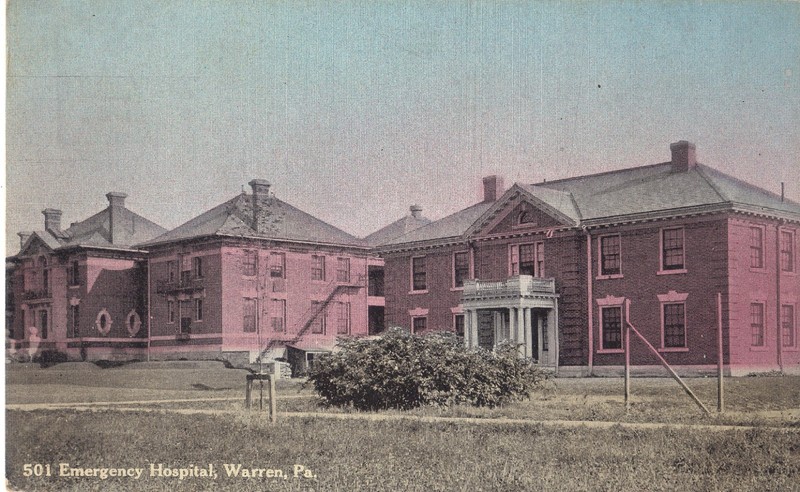Warren PA Emergency Hospital HAND COLORED   DB Posrcard UNPOSTED EXCL *