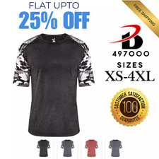 Badger 497000 Mens Short Sleeve Vintage Camo Tri-Blend Performance Sport T-Shirt