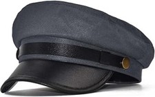 Adjustable Chauffeur Hat for Men Women - Classic Vintage Newsboy Cap, Grey
