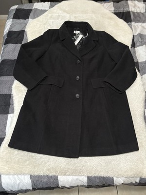 New Avenue Womens Black Peacoat Button Jacket Plus Size 18/20 Coat NWT