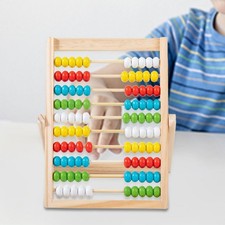Wooden Abacus Classic Counting Montessori Gifts with 100 Colorful Beads for