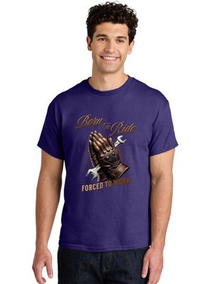 Born-To-Ride-Forced-To-Work Mens Graphic Tee,100% Cotton,Casual Summer Wear