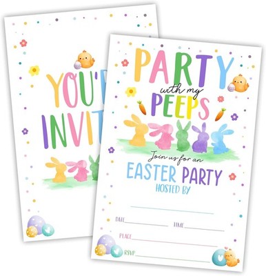 25 Pcs Easter Party Invitations - Easter Party With My Peeps - Spring Easter Egg