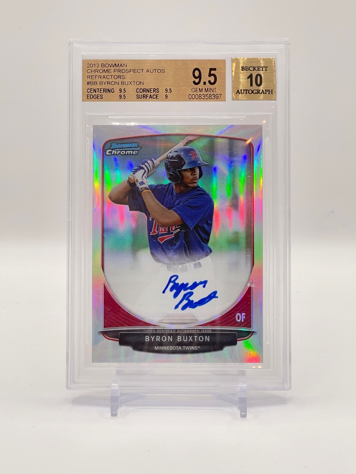 2013 Bowman Chrome Byron Buxton Refractor AUTO #'ed /500 BGS 9.5/10 GEM