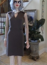 Tory Burch Declan Solid Wool Acrylic Blend Brown Dress Size S