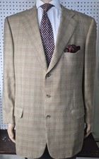 Ermenegildo Zegna 15 Milmil 15 Sport Coat 56L/US 46L Men Beige Plaid Wool 3-Btn