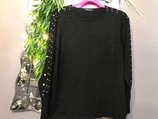 Kaleidoscope Womens size 14 gold studded long sleeve black jumper christmas