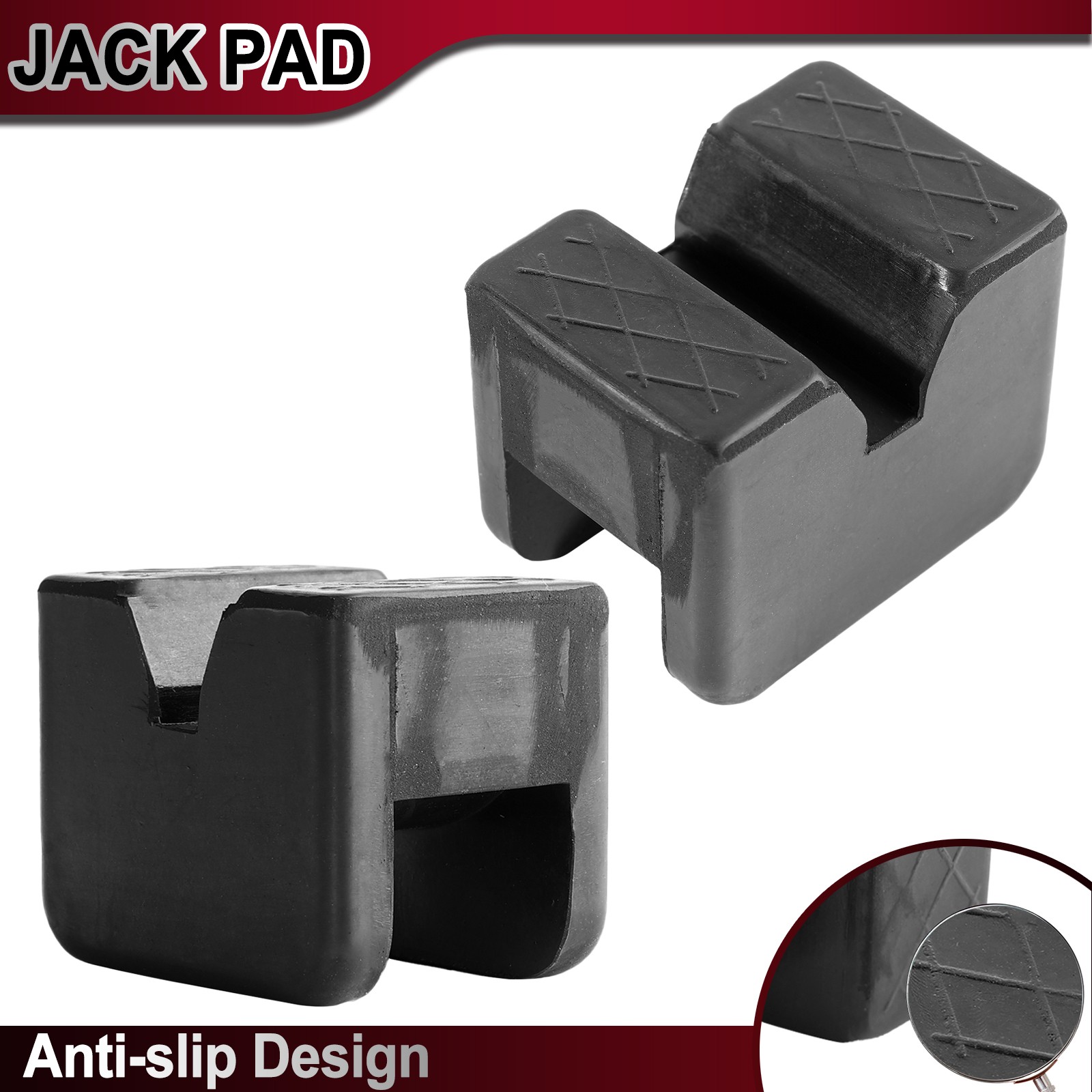 2X Axle Jack Pads Rubber Jacking Stand Pad Adapter Frame Rail Protector Slotted