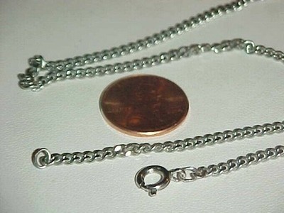 3 PIECES VINTAGE STAINLESS STEEL SILVER CURB CHAIN 18 INCH NECKLACES L388