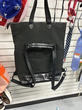 B is Convertible Foldover Faux Croc Backpack Black Canvas