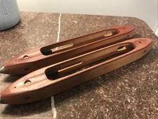 Vintage Southern 17“ Weaving Loom Wooden Shuttle Steel Tips Lot Of 2 F1848