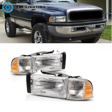 For 1994-2002 Dodge Ram 1500 2500 3500 Left&Right Side Chrome Headlight Headlamp