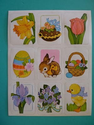 Vintage 80's EASTER/SPRING Stickers (1) Complete Sheet Eureka #2