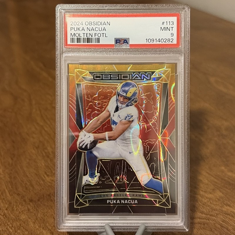 2024 Panini Obsidian Puka Nacua Molten FOTL /14 LA RAMS #113 PSA 9